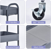 Grey 3-Tier Boltless Rolling Utility Cart