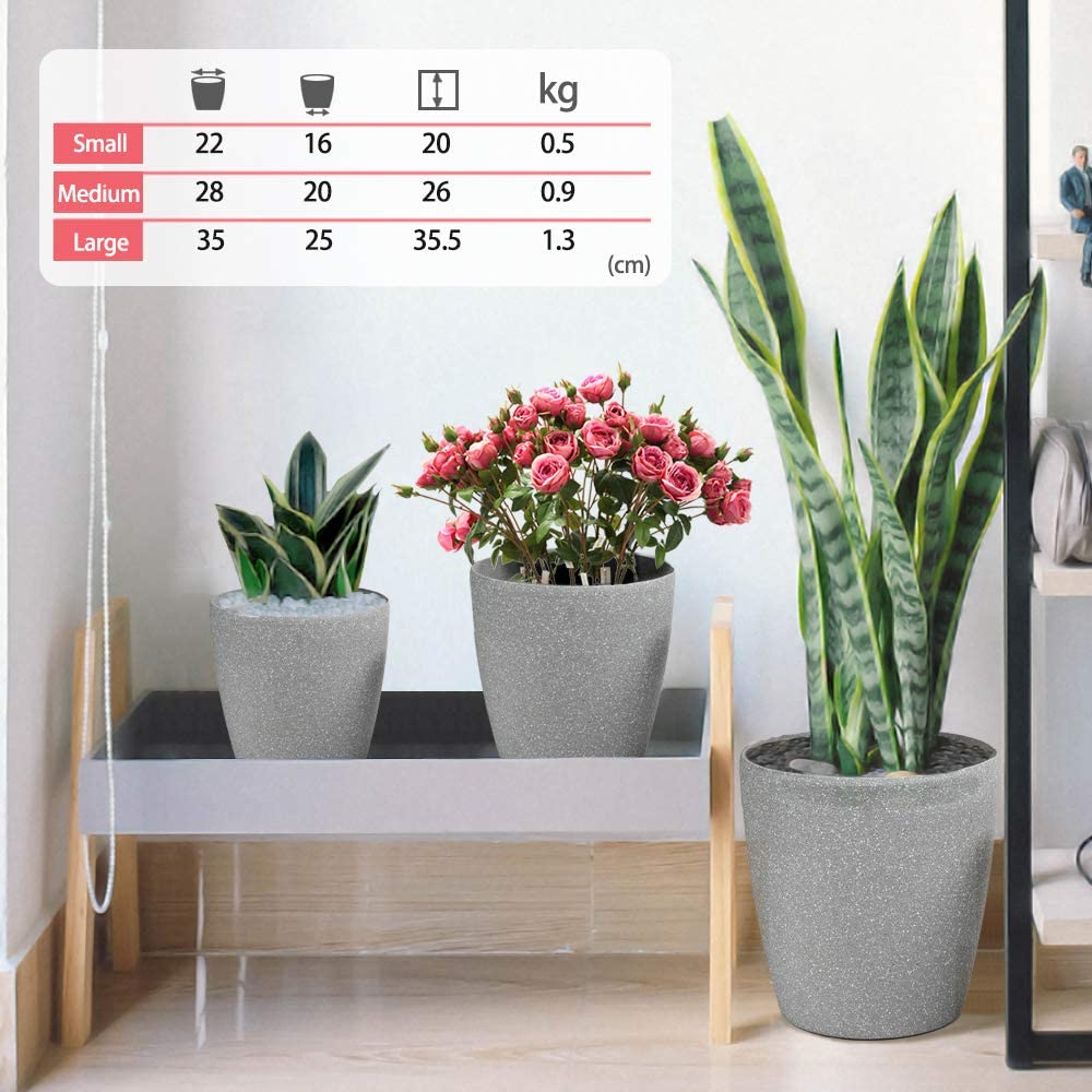 Garden Resin Planter Sandstone Touch Set of 3