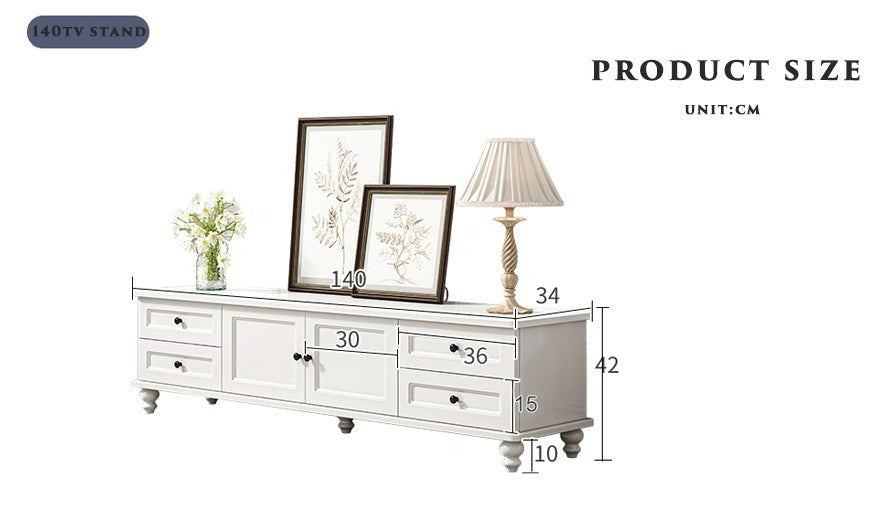 Modern White TV Stand Storage Cabinet