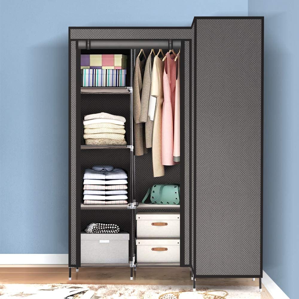 Levede Portable Corner Clothes Closet Wardrobe Storage Organiser Rack Unit Shelf