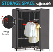 Levede Portable Corner Clothes Closet Wardrobe Storage Organiser Rack Unit Shelf