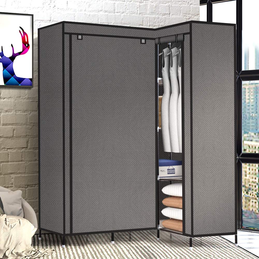 Levede Portable Corner Clothes Closet Wardrobe Storage Organiser Rack Unit Shelf