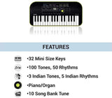 Casio 32 Note Mini Key Musical Portable Keyboard, Black/Green, (SA46)
