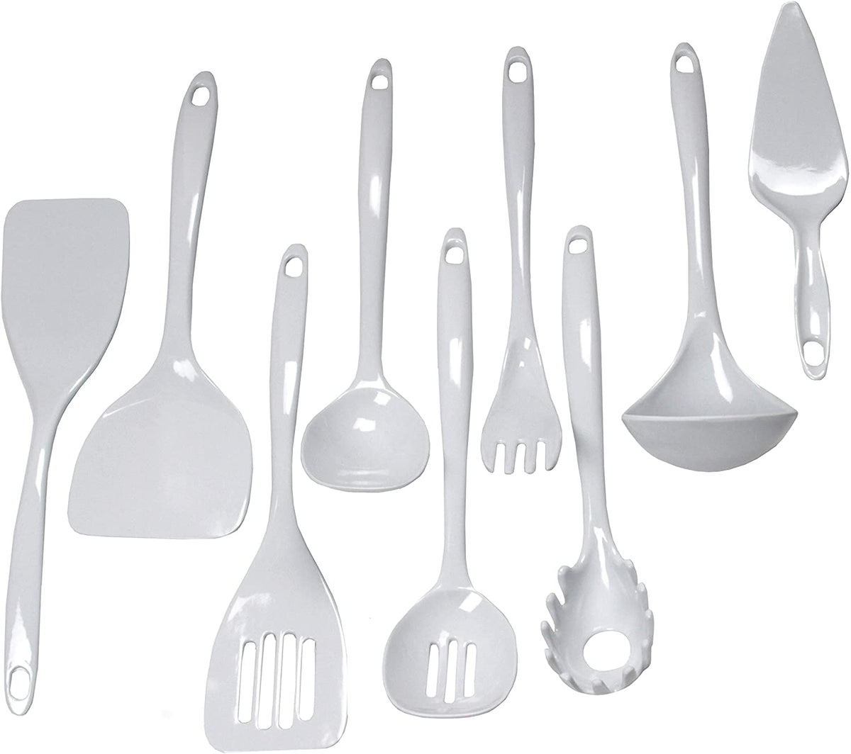 Chef Craft Basic Melamine Kitchen Tool and Utensil Set, 9 Piece, White