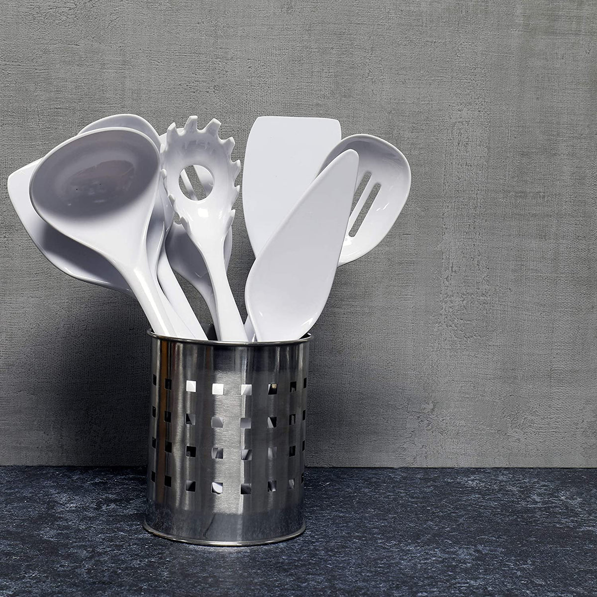 Chef Craft Basic Melamine Kitchen Tool and Utensil Set, 9 Piece, White