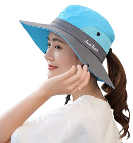 Women's Outdoor UV Protection Foldable Mesh Wide Brim Beach Fishing Hat