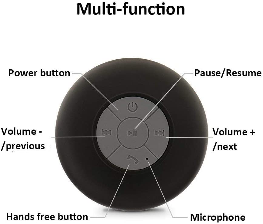Portable Waterproof Shower Speaker-Black
