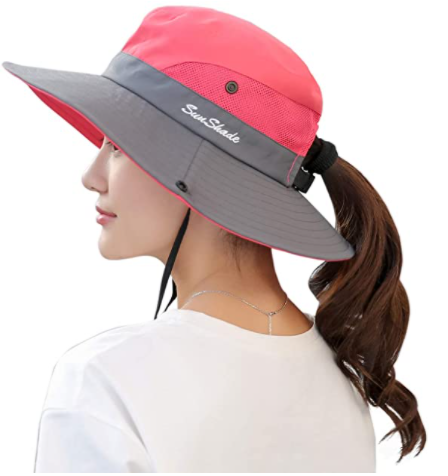 Women's Outdoor UV Protection Foldable Mesh Wide Brim Beach Fishing Hat
