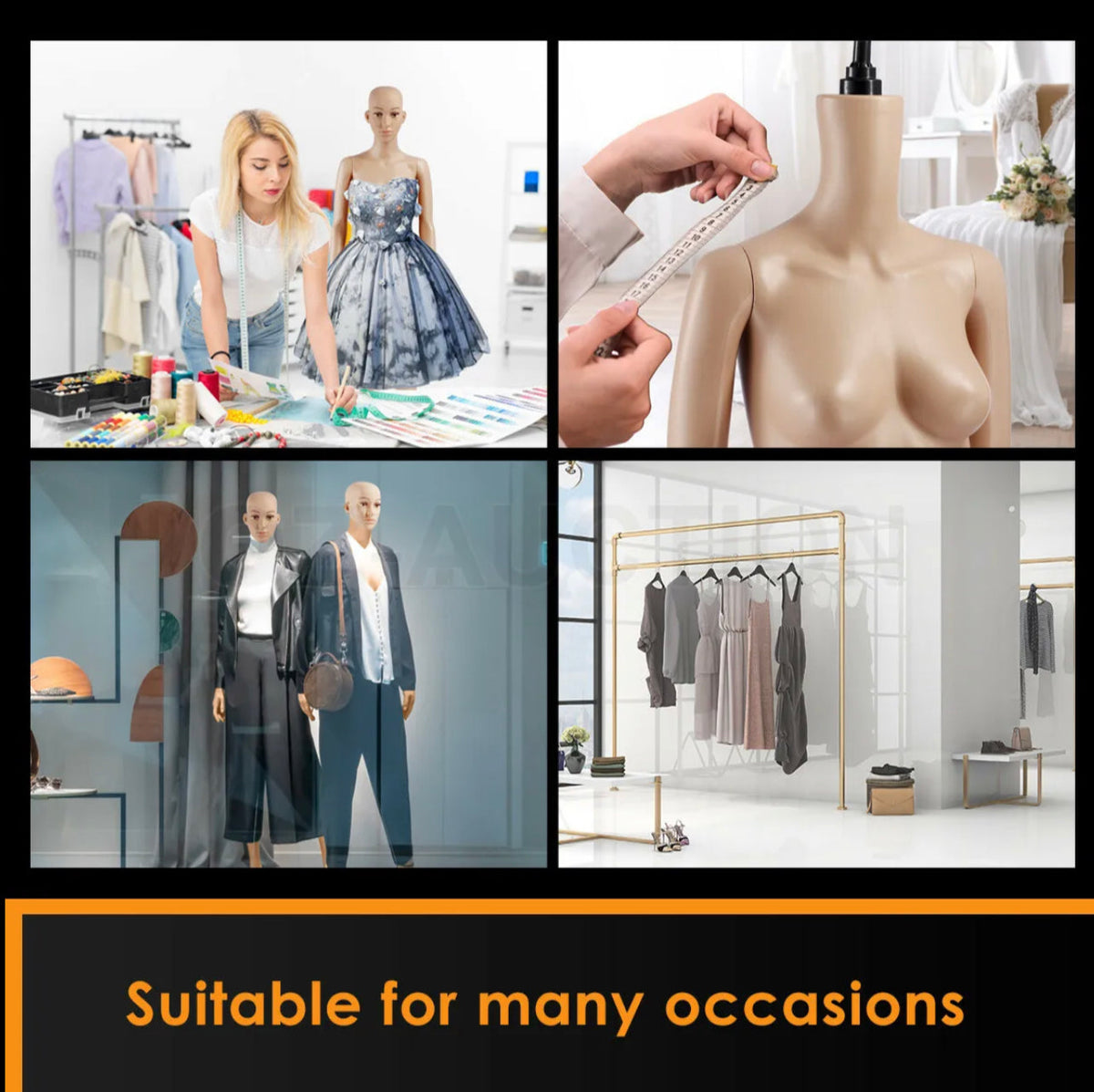 175cm Full-Body Female Display Mannequin with Metal Base