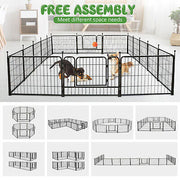 16-Panel 61cm Foldable Metal Dog Playpen with Door
