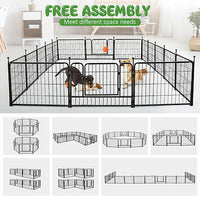 16-Panel 61cm Foldable Metal Dog Playpen with Door