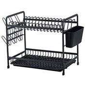 Counter Top Dish Rack Dish Storage Rack Kitchen Shelf Dish Drainer Alumimum 2-Tier Dish Holder Cup Holder