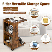 Rolling C-Shaped Sofa Side Table