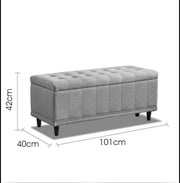 Levede Storage Ottoman Blanket Box Fabric Large Rest Chest Toy Foot Stool Grey