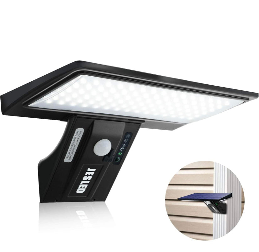 Solar Lights Outdoor Motion Sensor, 90 LED Solar Powered Exterior Wall Security Light Waterproof for Porch Yard Patio Garage, Dusk-to-dawn, Super Bright, USB Charging & Emergency Lighting 2 Pack