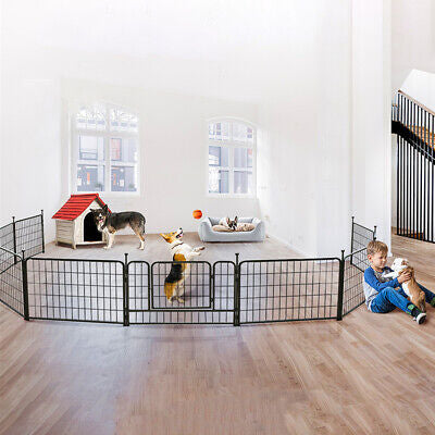 16-Panel 61cm Foldable Metal Dog Playpen with Door