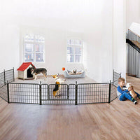16-Panel 61cm Foldable Metal Dog Playpen with Door