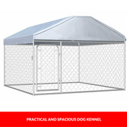 2 × 2 m Galvanised-Steel Dog Kennel Run with Roof