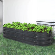 Oval Coated-Steel Raised Garden Bed – 240 × 80 × 42 cm