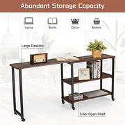 360° Rotating Mobile Sofa Side Table with Storage Shelf