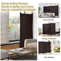 220 × 173 cm 4-Panel Brown Fabric Room Divider