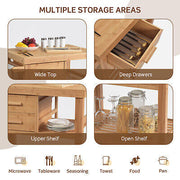 Bamboo Rolling Kitchen Island with 2 Drawers