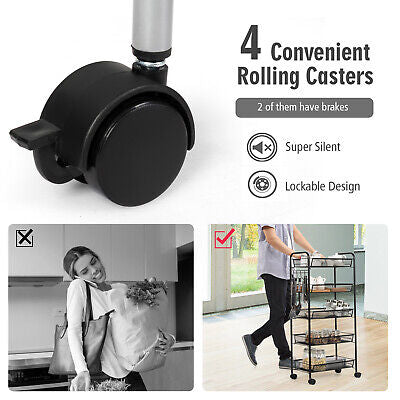 5-Basket Rolling Utility Storage Cart