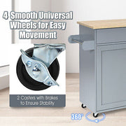 Grey Rolling Kitchen Island with Drawer, Cabinet & Side Racks