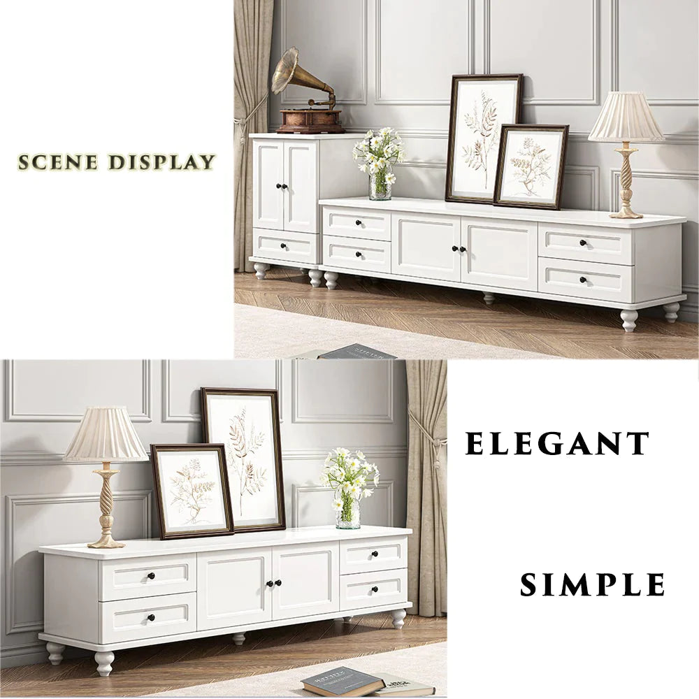 TV Stand Modern Cabinet Wood Entertainment Unit Shelf Storage White 160cm
