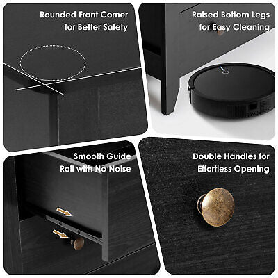 Black 3-Drawer Side Table & Nightstand