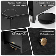 Black 3-Drawer Side Table & Nightstand