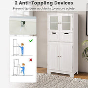 128 cm Four-Door Storage Cabinet with Glass Panels