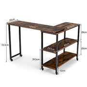 360° Rotating Mobile Sofa Side Table with Storage Shelf