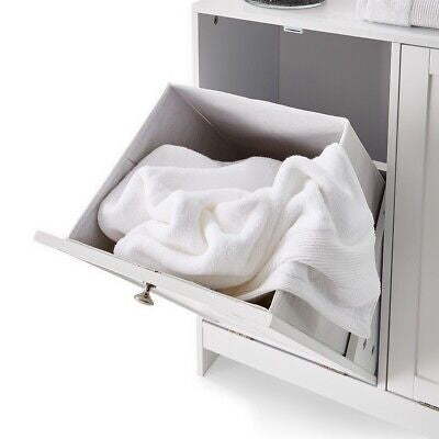 Tilt-out White Laundry Hamper Cabinet Storage Shelf Washing Clothes Free Postage