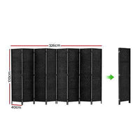 8-Panel Black Pine & Woven-Paper Folding Room Divider