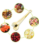 Set of 4 Gold Plated Small Serving Tongs - Stainless Steel, 6 Inches (Golden)