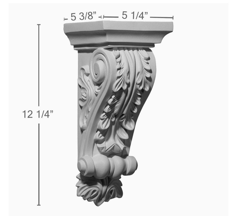 Damon-Style Primed Urethane Decorative Corbel – 12¼in