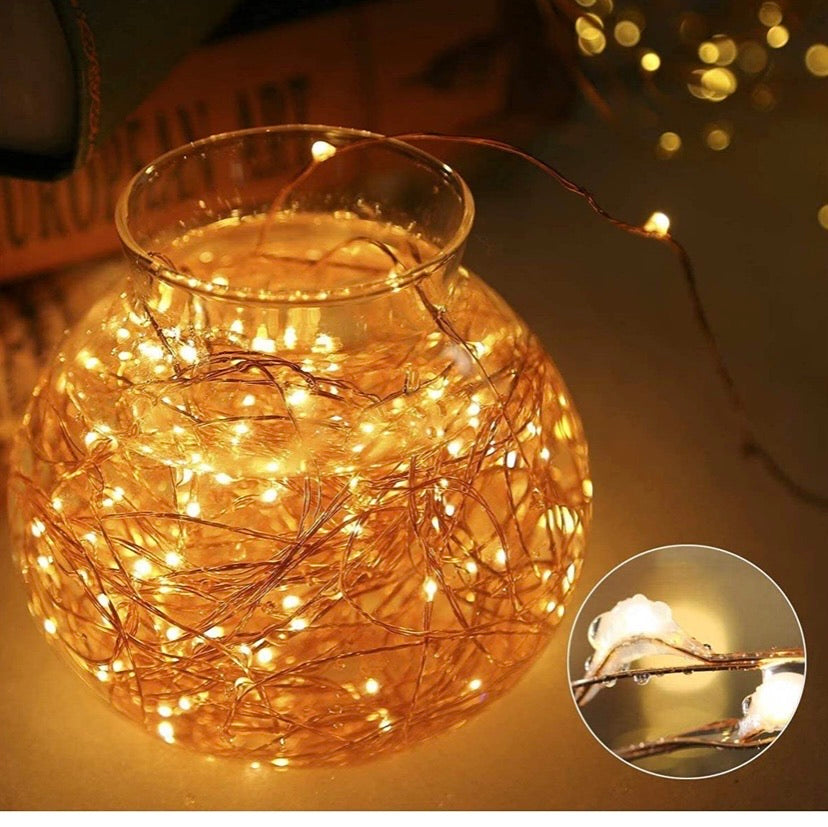 Led String Lights Battery Powered,[2 Pack] Fairy String Lights Battery Operated Waterproof 8 Modes 100 LED 33ft with Remote Control Christmas Decoration Lights (Warm white-10M)
