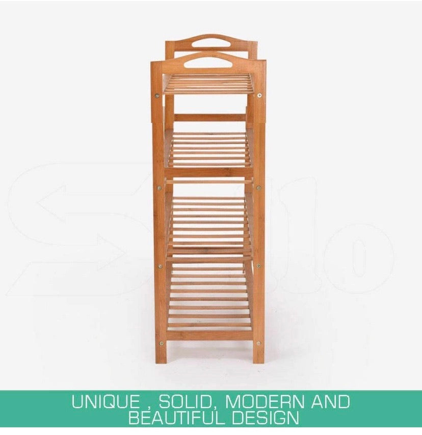 4-Tier Bamboo Slatted Shoe Rack