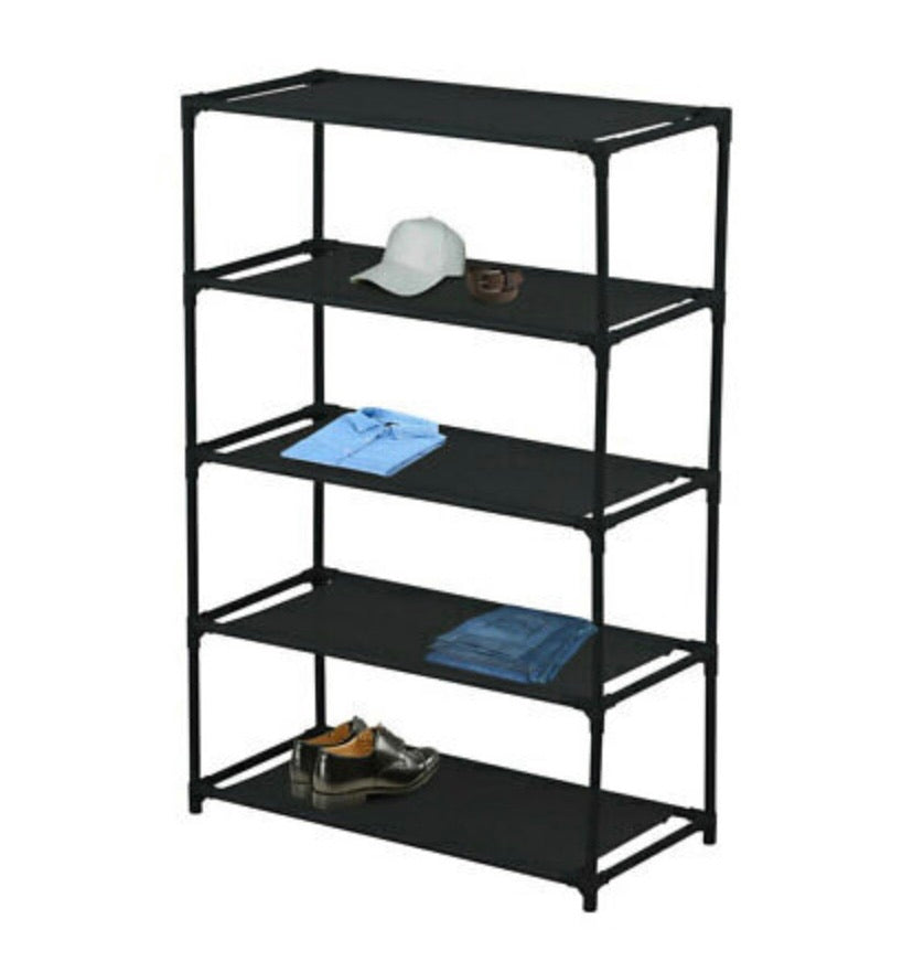 88 cm 5-Tier Black Storage Shelf for Shoes & Clothing