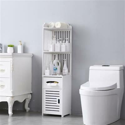 Reversible Bathroom Side Cabinet with Roll Holder & Shelves