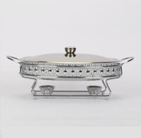 Food Warmer Buffet Alcohol Stove Luxury Golden Oval Hotel Wedding Chafing Dish