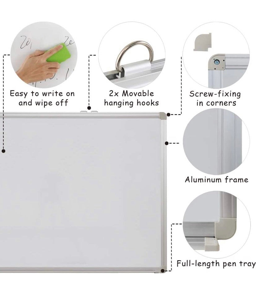 Magnetic Whiteboard for School, Home, Office (905 X 600 MM)