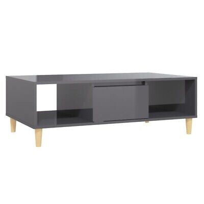 High-Gloss Grey Coffee Table – 103.5 × 60 cm