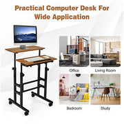 Mobile 2-Tier Adjustable Sit-Stand Laptop Desk