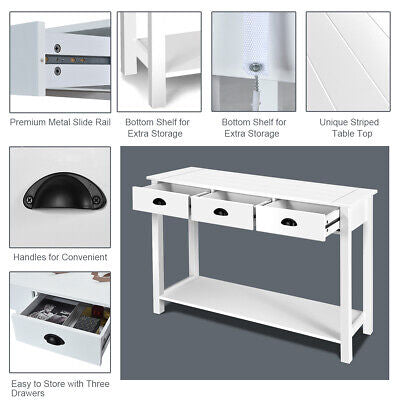 120 cm Console Table with Drawers & Shelf