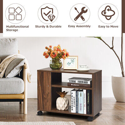 Rolling Industrial Bedside & Sofa Table