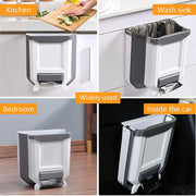 8L Folding Cupboard-Door Kitchen Bin – White or Beige