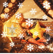 Christmas Tree Topper Lighted Star [Gold],3D Hollow Sparkling Star Christmas Tree Topper with Rotating Magic Cool White Snowflake Projector for Christmas Tree Ornament (Gold)