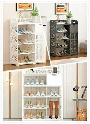 Wood-Plastic Shoe Cabinet with Drawer & Boot Compartment – 2 Colours